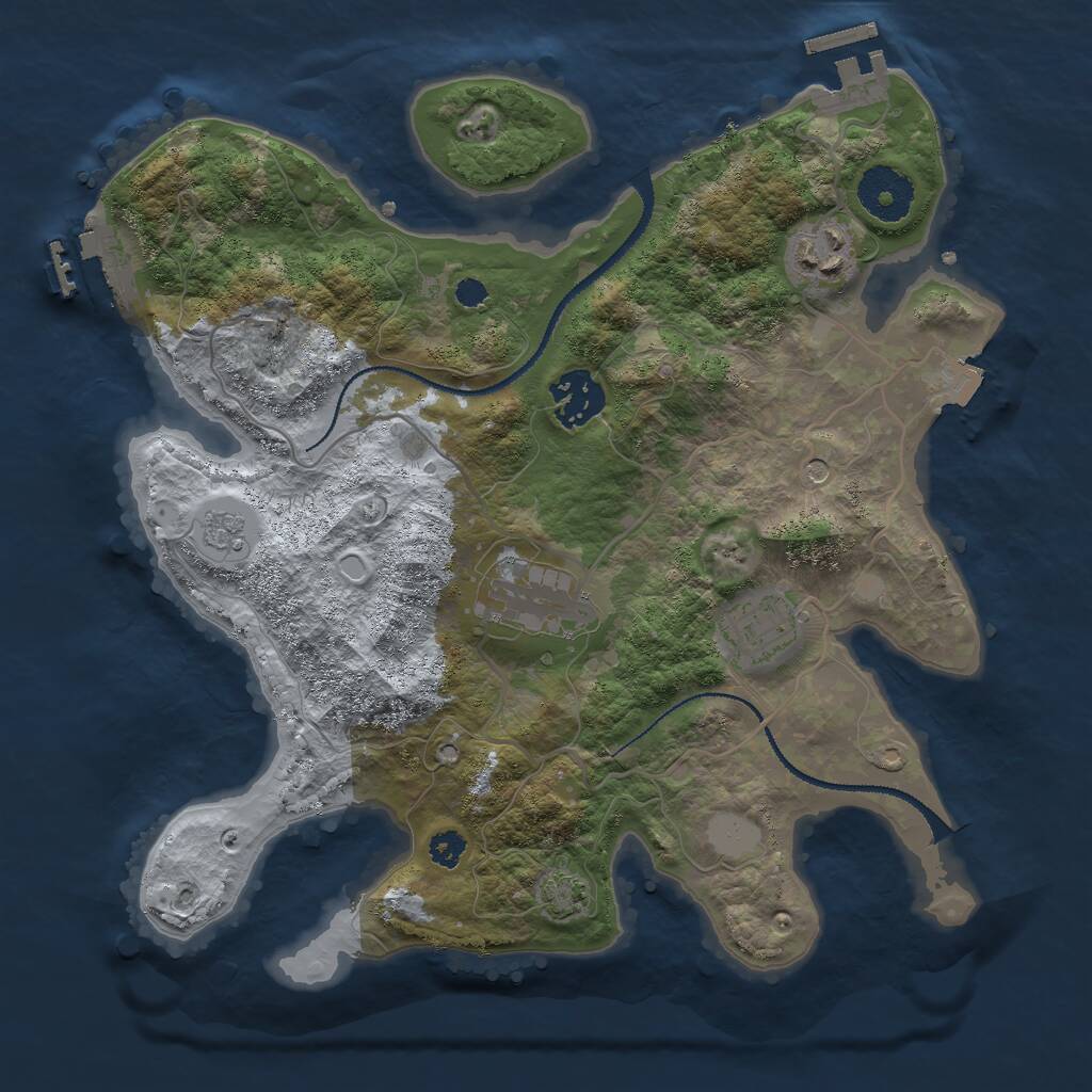 Rust Map: Procedural Map, Size: 3000, Seed: 122727848, 10 Monuments