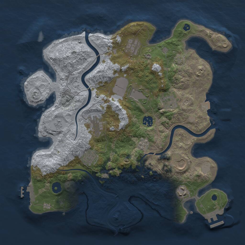 Rust Map: Procedural Map, Size: 3500, Seed: 5242661, 15 Monuments