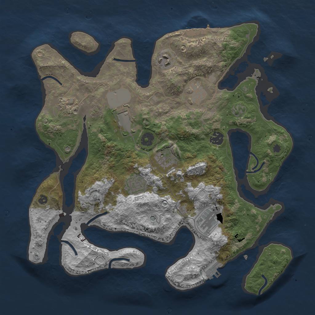 Rust Map: Procedural Map, Size: 3500, Seed: 1412557270, 19 Monuments