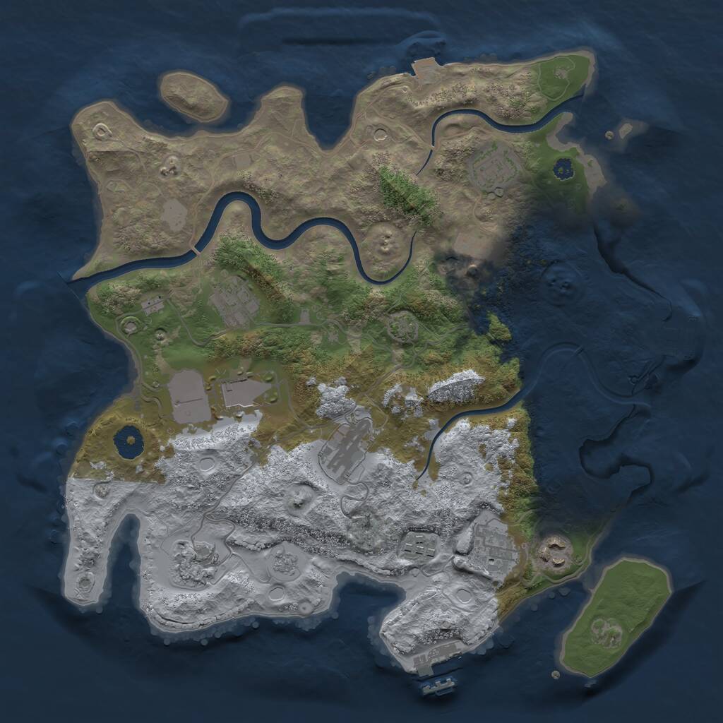 Rust Map: Procedural Map, Size: 3500, Seed: 1412557270, 15 Monuments