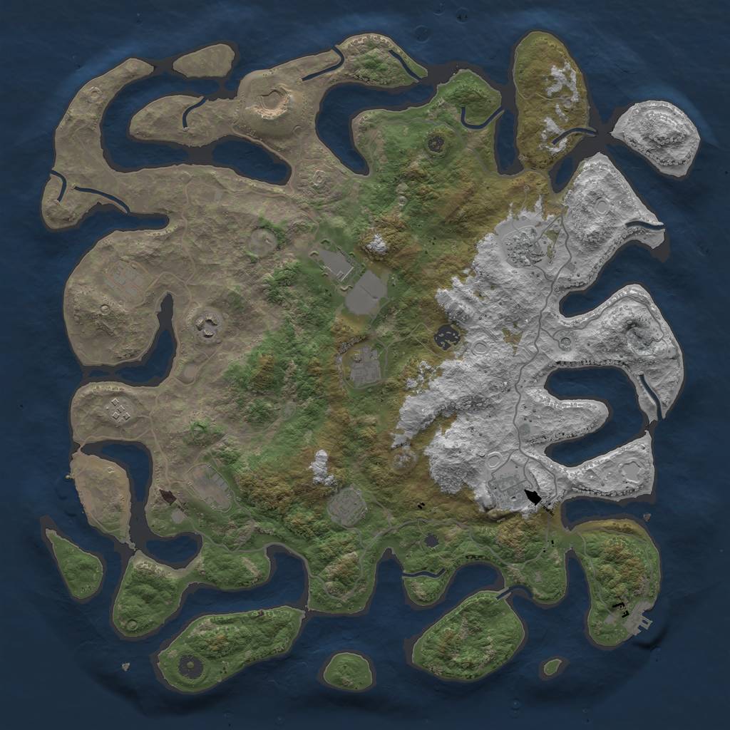 Rust Map: Procedural Map, Size: 4500, Seed: 644, 19 Monuments