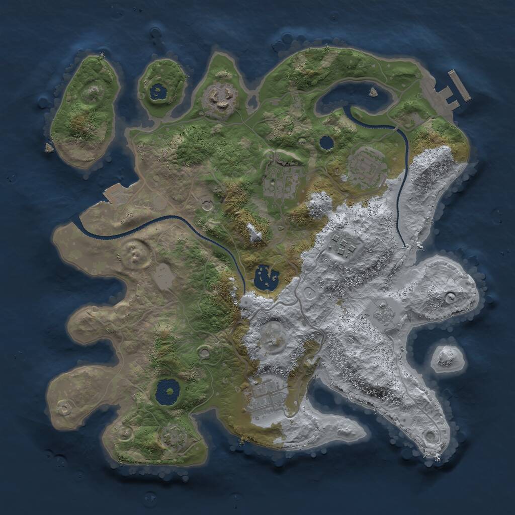 Rust Map: Procedural Map, Size: 3000, Seed: 535440361, 11 Monuments