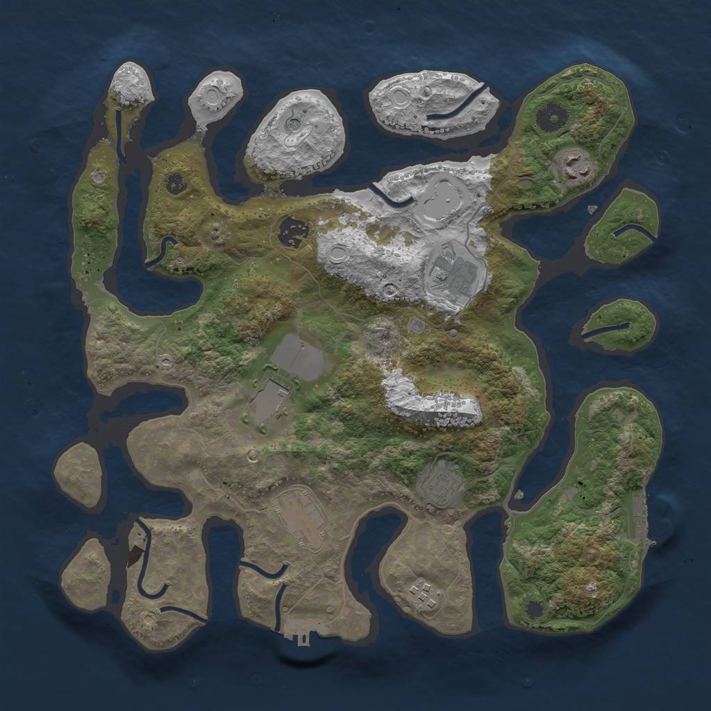 Rust Map: Procedural Map, Size: 3600, Seed: 1915079550, 15 Monuments
