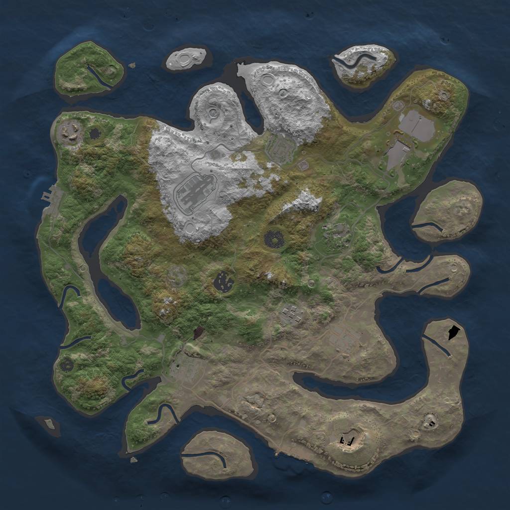 Rust Map: Procedural Map, Size: 3850, Seed: 696519913, 18 Monuments