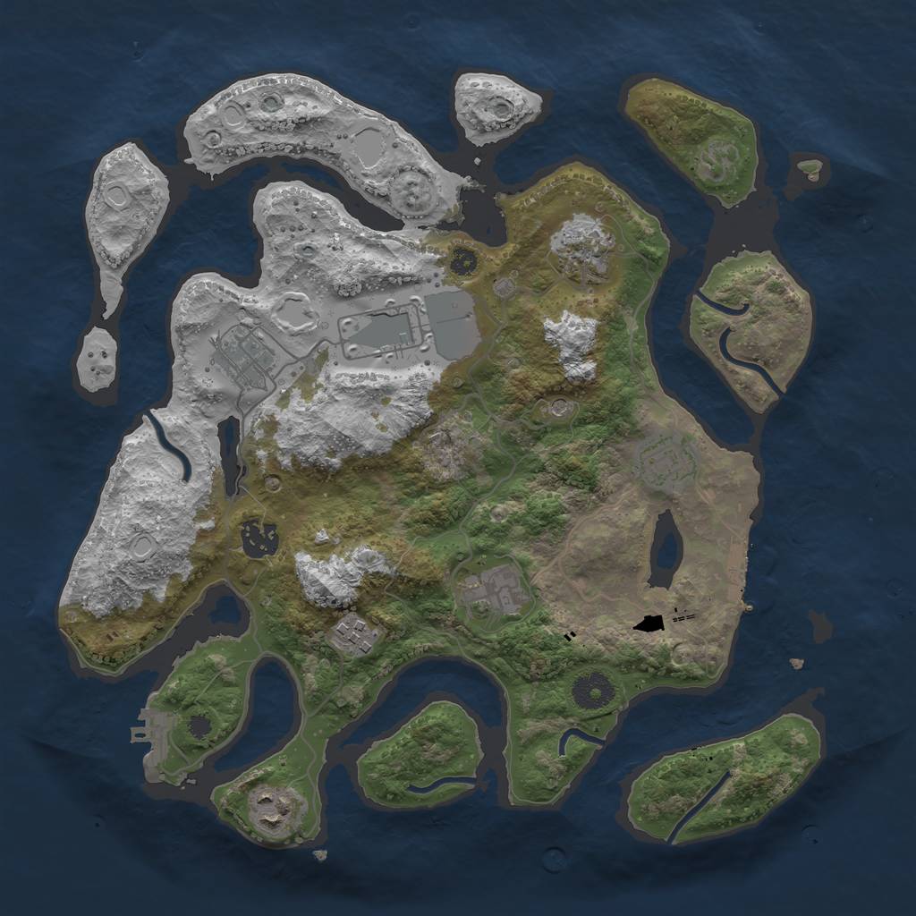 Rust Map: Procedural Map, Size: 3500, Seed: 2119927350, 16 Monuments