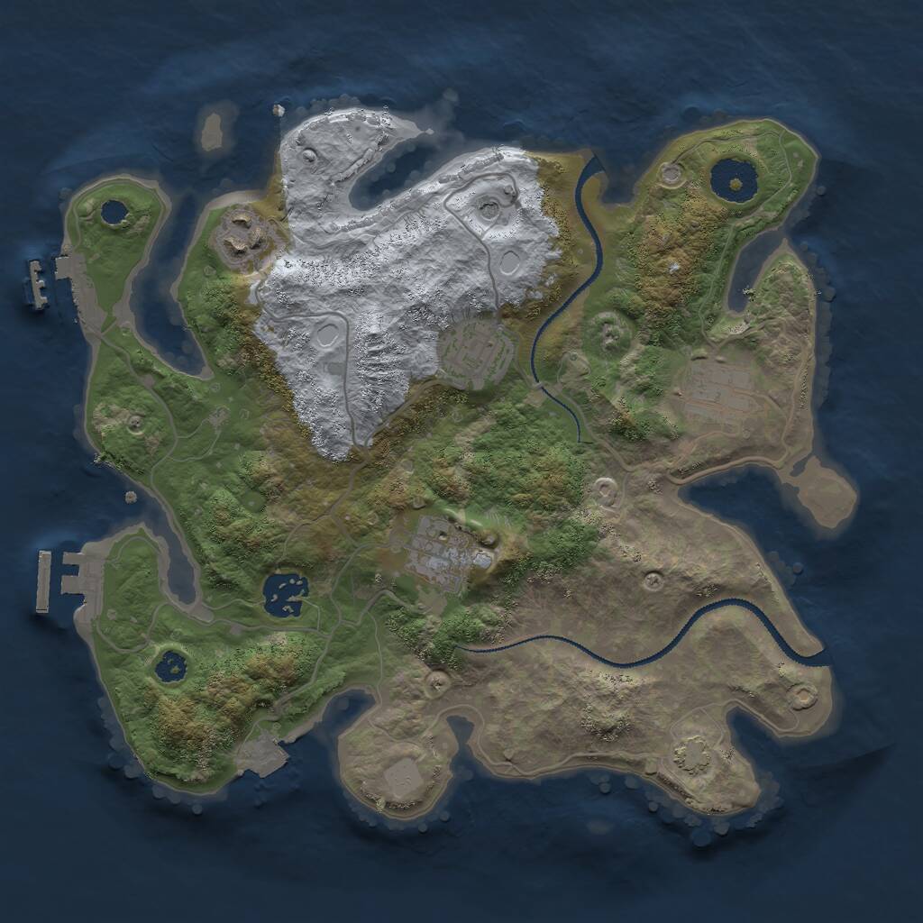 Rust Map: Procedural Map, Size: 3000, Seed: 1233224, 10 Monuments
