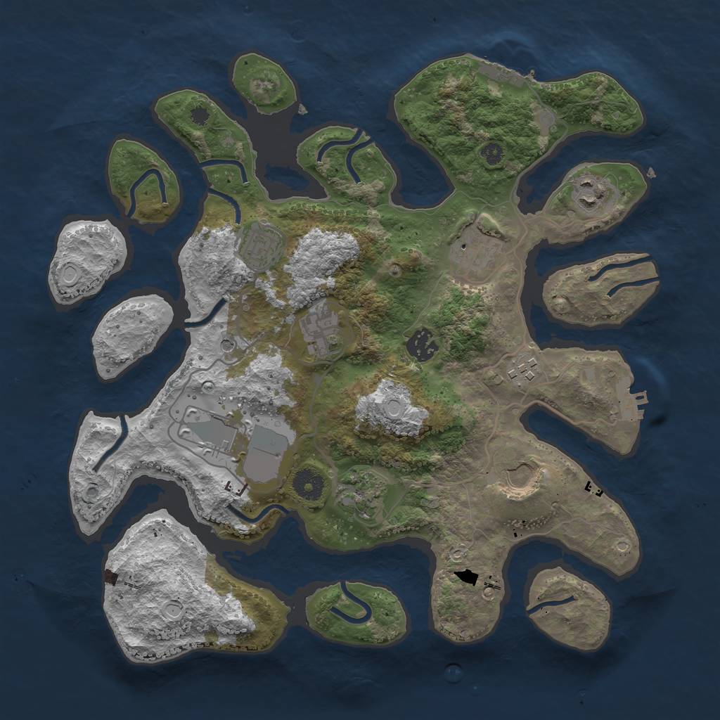 Rust Map: Procedural Map, Size: 3500, Seed: 1470476147, 17 Monuments