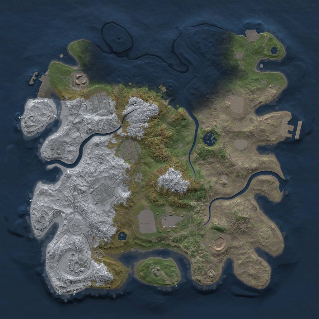 Rust Map: Procedural Map, Size: 3500, Seed: 1470476147, 16 Monuments