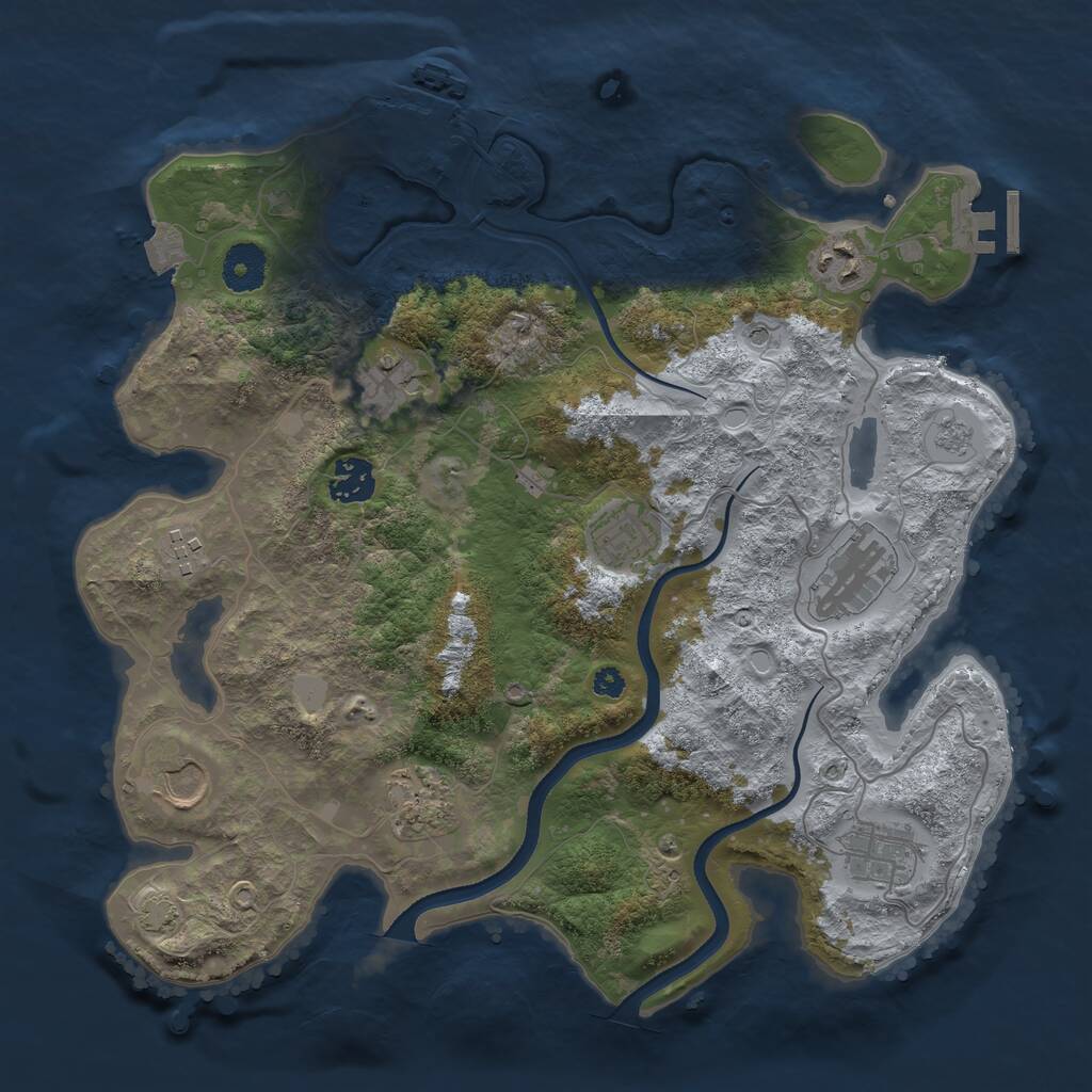 Rust Map: Procedural Map, Size: 3500, Seed: 456324212, 15 Monuments
