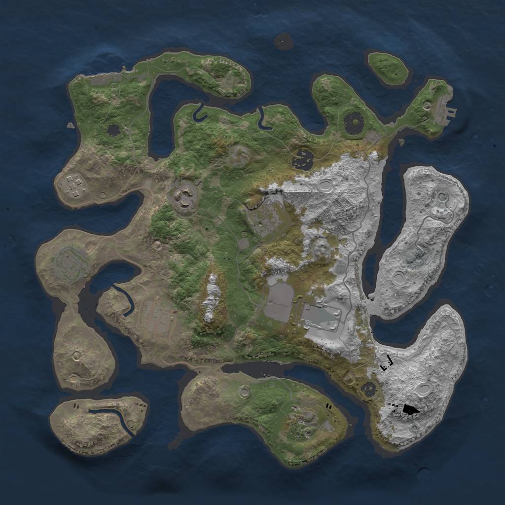Rust Map: Procedural Map, Size: 3500, Seed: 456324212, 16 Monuments