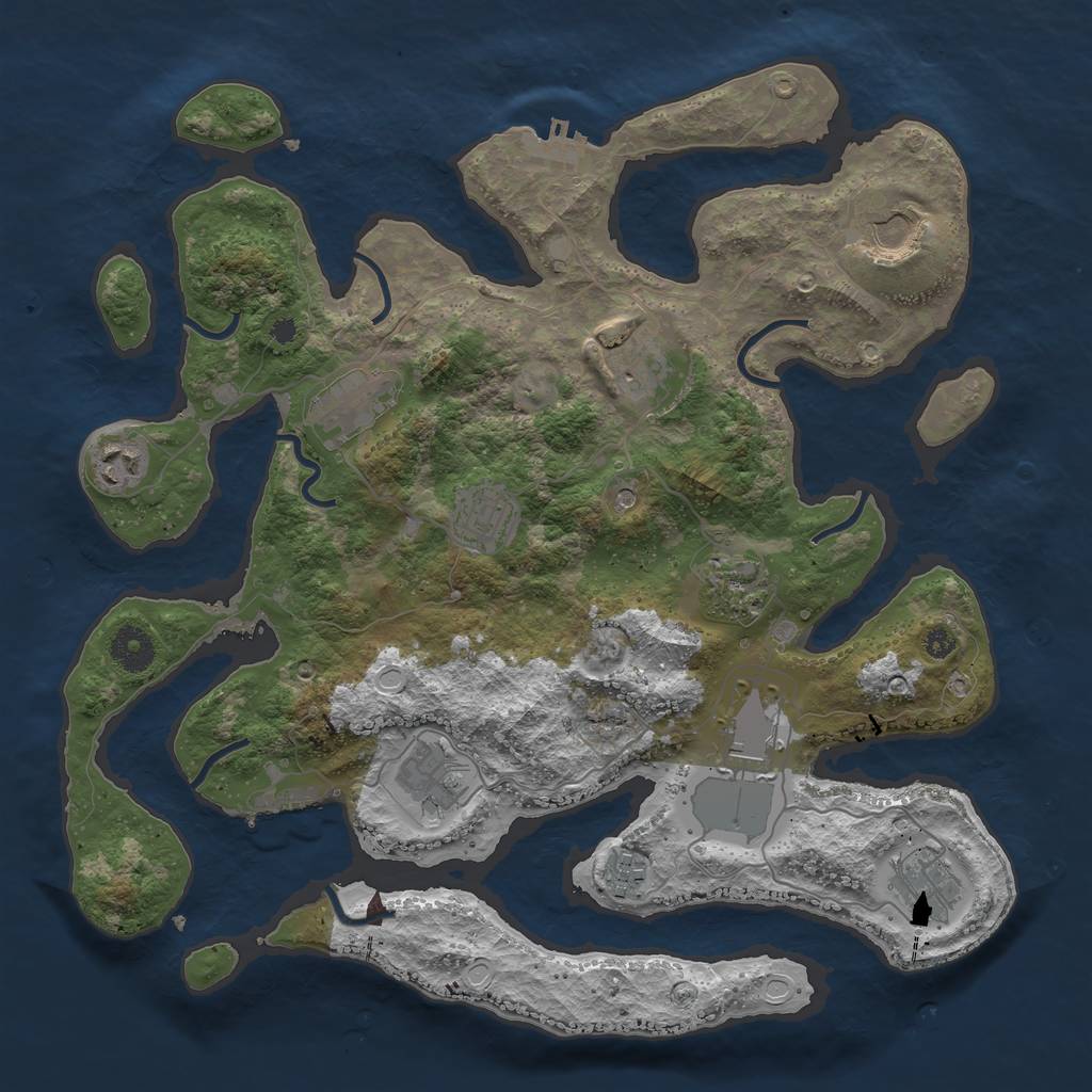 Rust Map: Procedural Map, Size: 3700, Seed: 1670334751, 18 Monuments