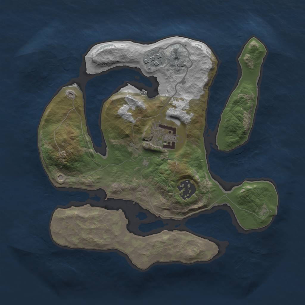 Rust Map: Barren, Size: 2500, Seed: 130198, 5 Monuments
