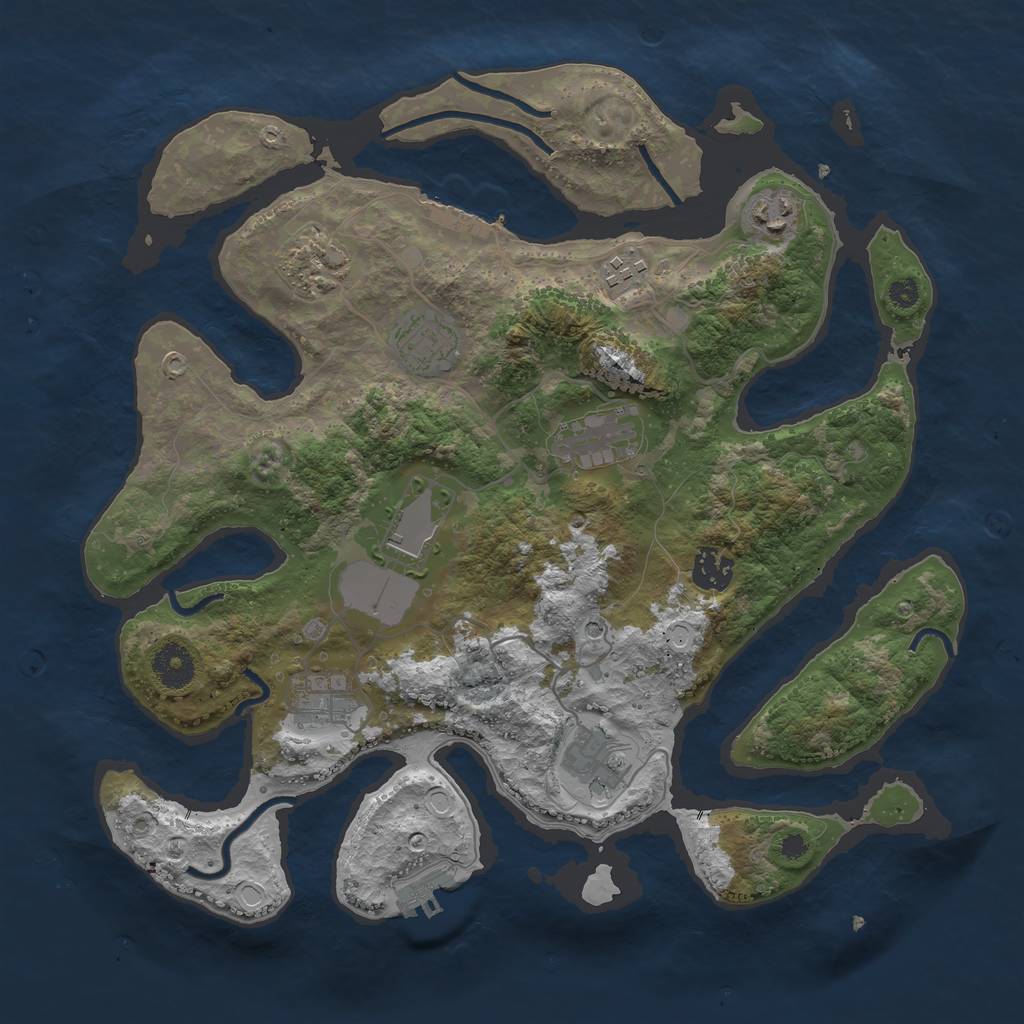 Rust Map: Procedural Map, Size: 3600, Seed: 962069872, 17 Monuments