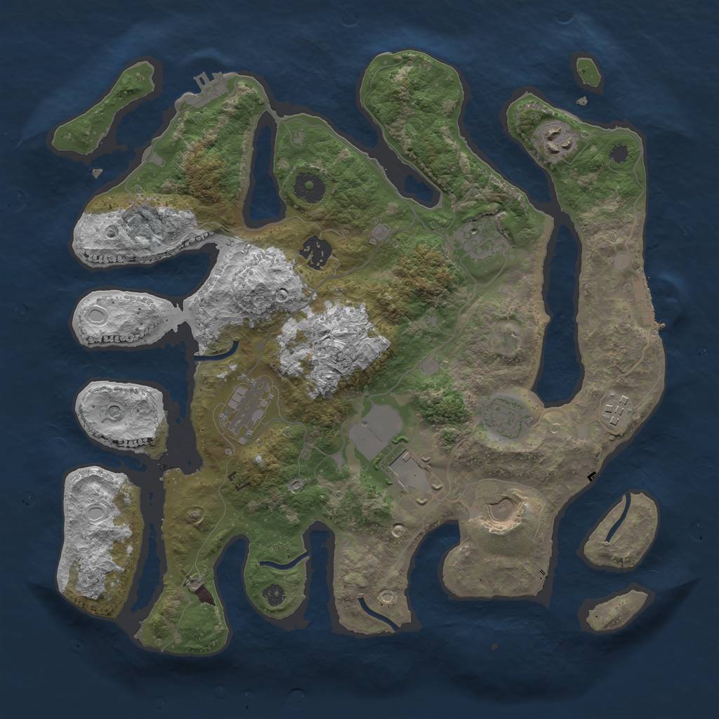 Rust Map: Procedural Map, Size: 3500, Seed: 4256, 16 Monuments