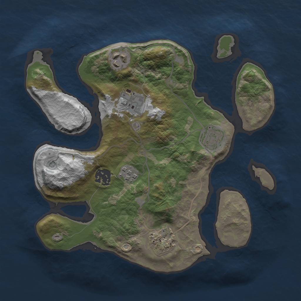 Rust Map: Barren, Size: 2715, Seed: 1265487, 9 Monuments