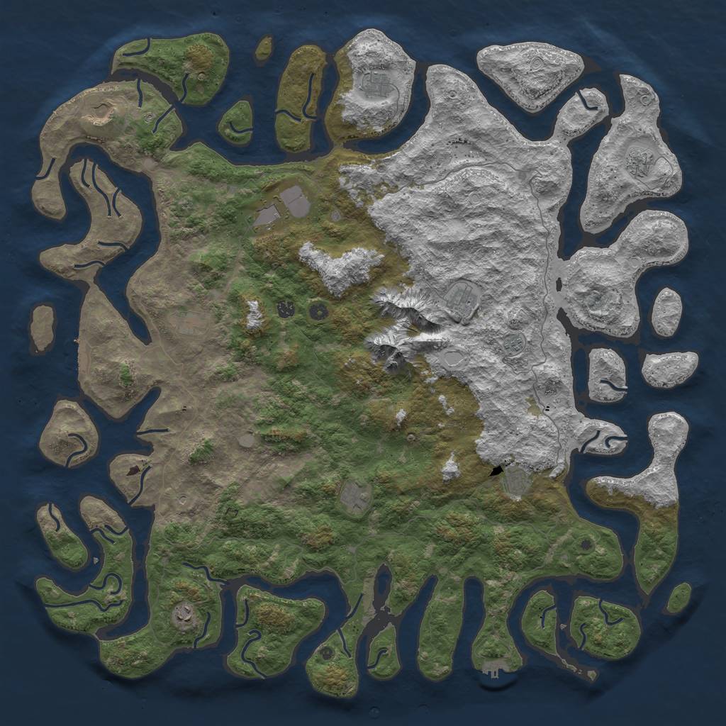 Rust Map: Procedural Map, Size: 6000, Seed: 836429095, 19 Monuments