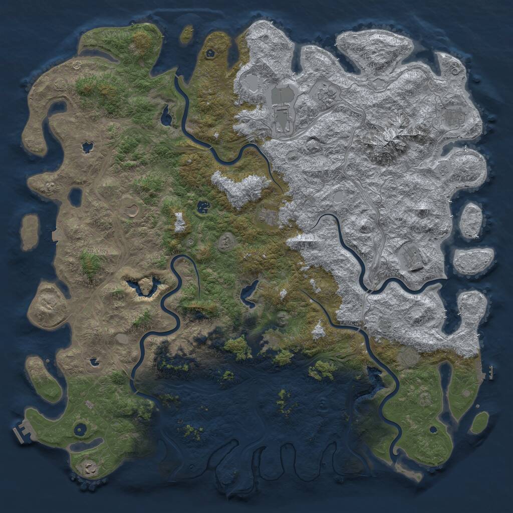 Rust Map: Procedural Map, Size: 6000, Seed: 836429095, 17 Monuments