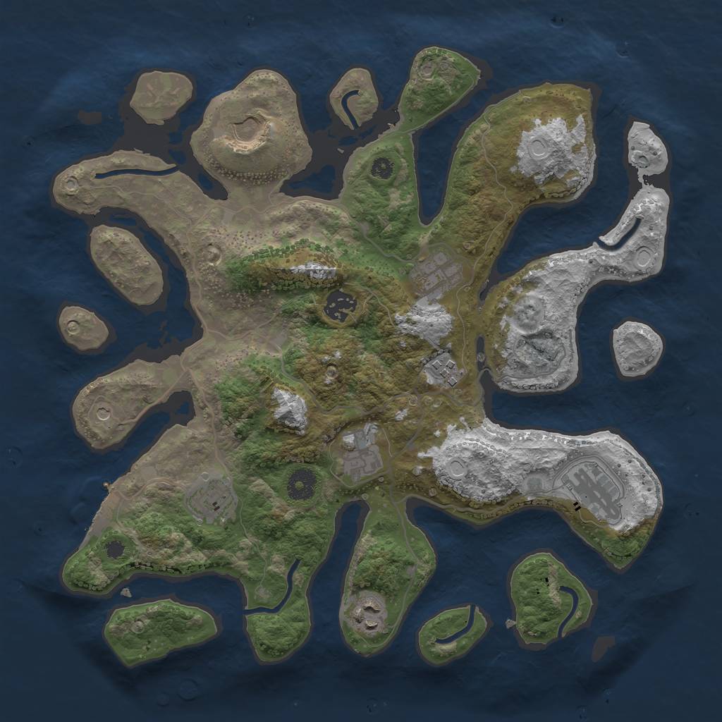Rust Map: Procedural Map, Size: 3500, Seed: 2223334, 15 Monuments