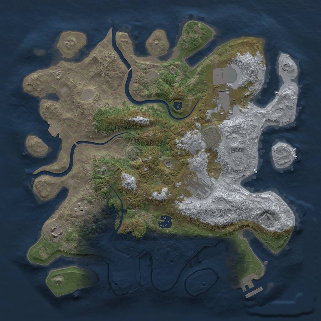 Rust Map: Procedural Map, Size: 3500, Seed: 2223334, 11 Monuments