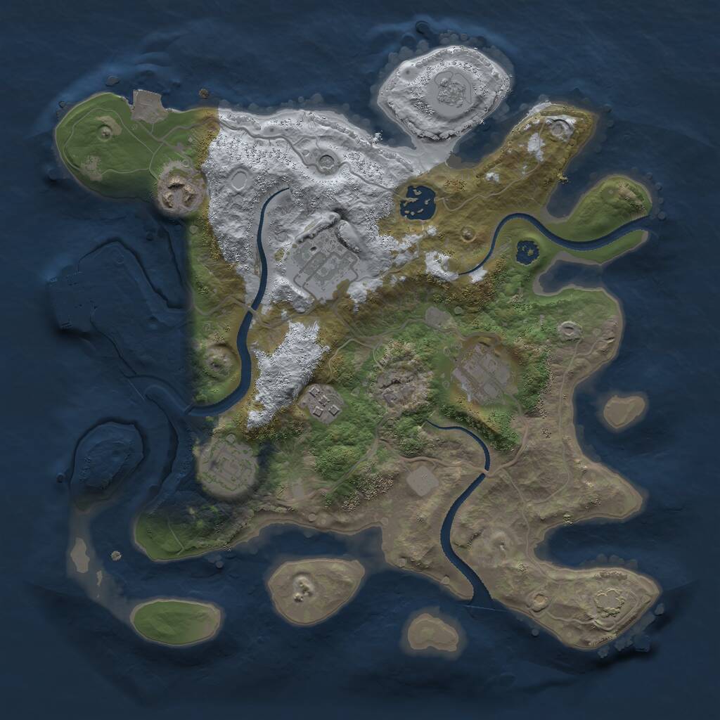 Rust Map: Procedural Map, Size: 3000, Seed: 85445, 11 Monuments