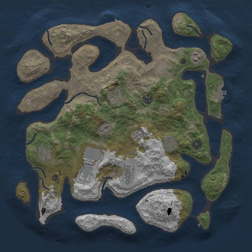 Rust Map: Procedural Map, Size: 3800, Seed: 768543, 20 Monuments