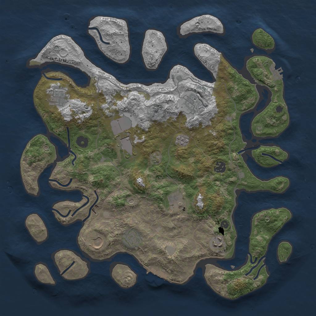 Rust Map: Procedural Map, Size: 4000, Seed: 1793487078, 17 Monuments