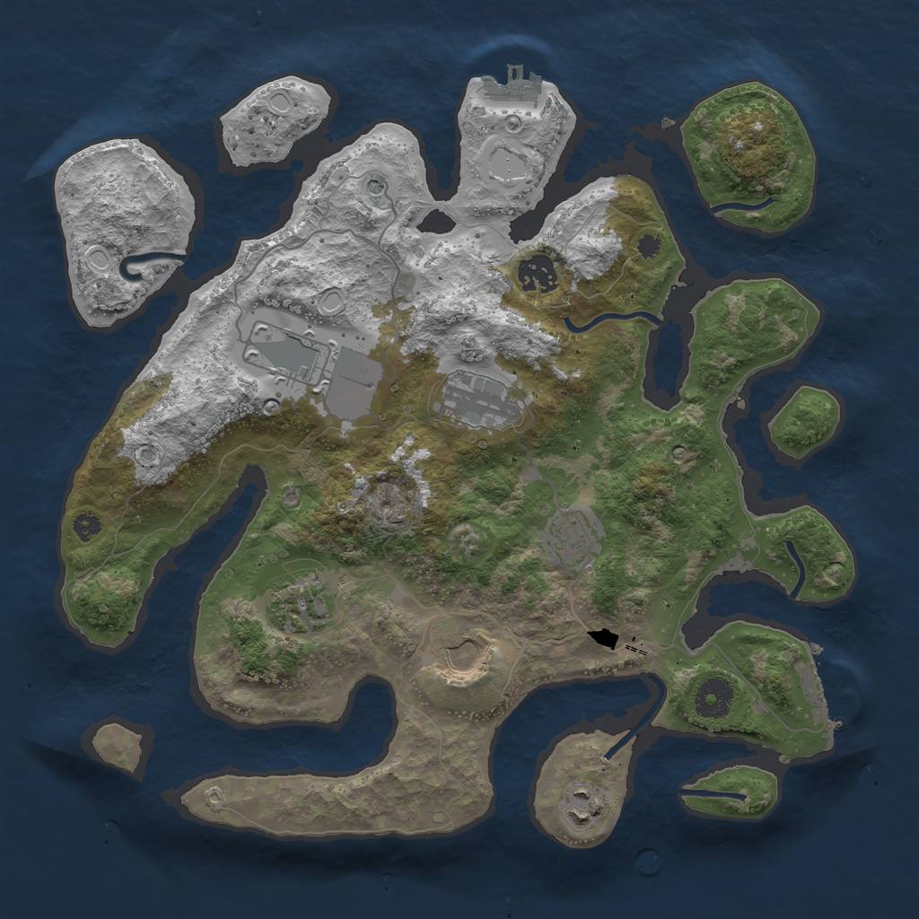 Rust Map: Procedural Map, Size: 3500, Seed: 1632691015, 18 Monuments