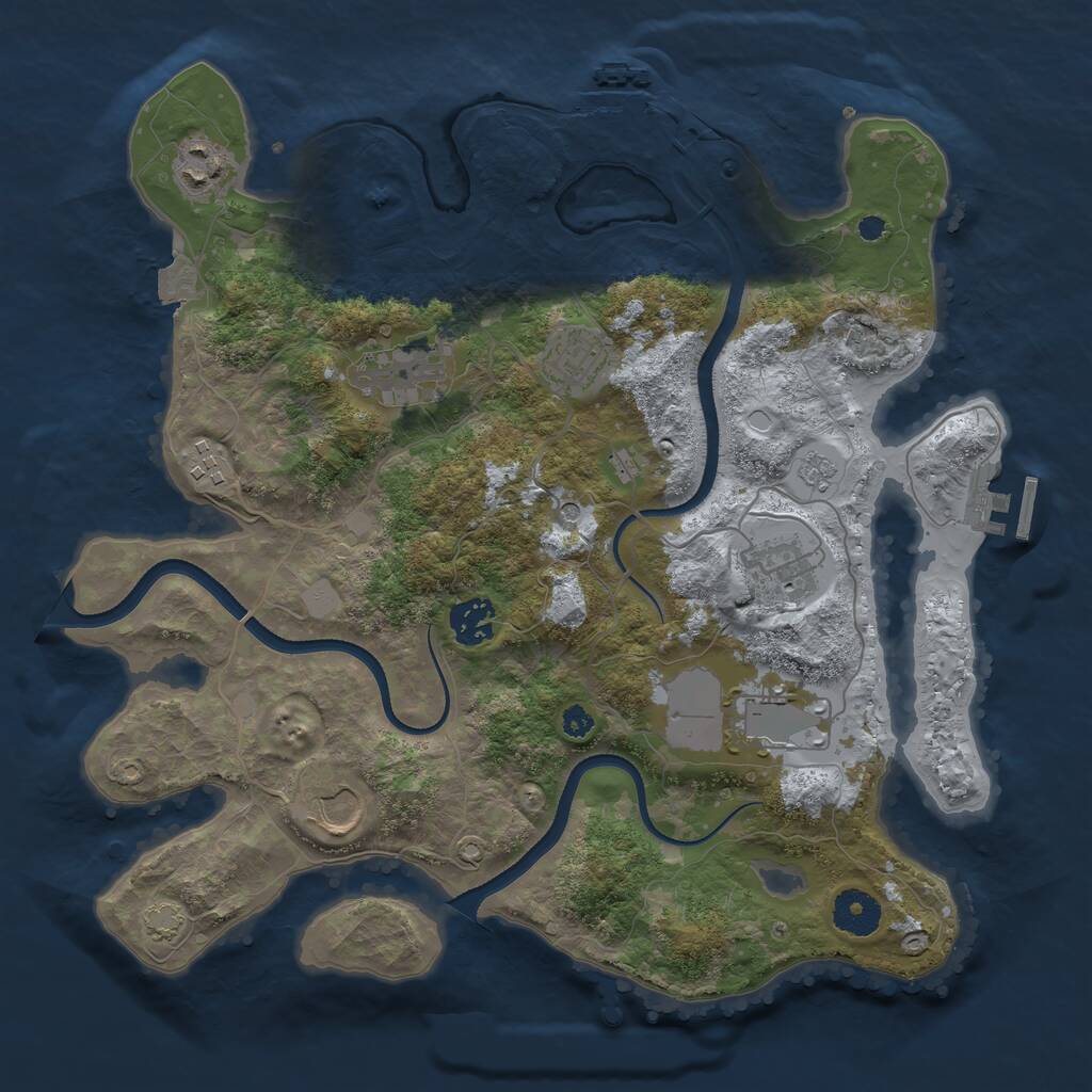 Rust Map: Procedural Map, Size: 3500, Seed: 1920259485, 14 Monuments