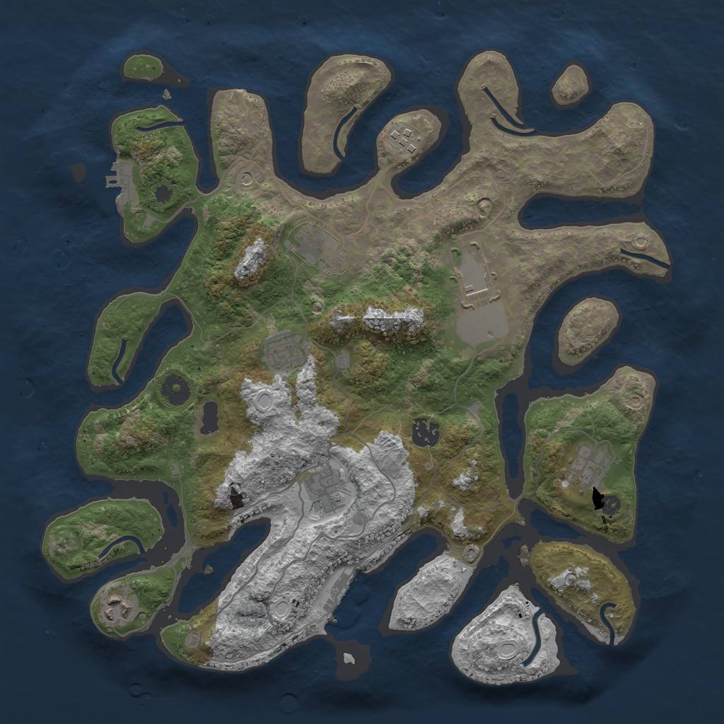 Rust Map: Procedural Map, Size: 3750, Seed: 182, 16 Monuments