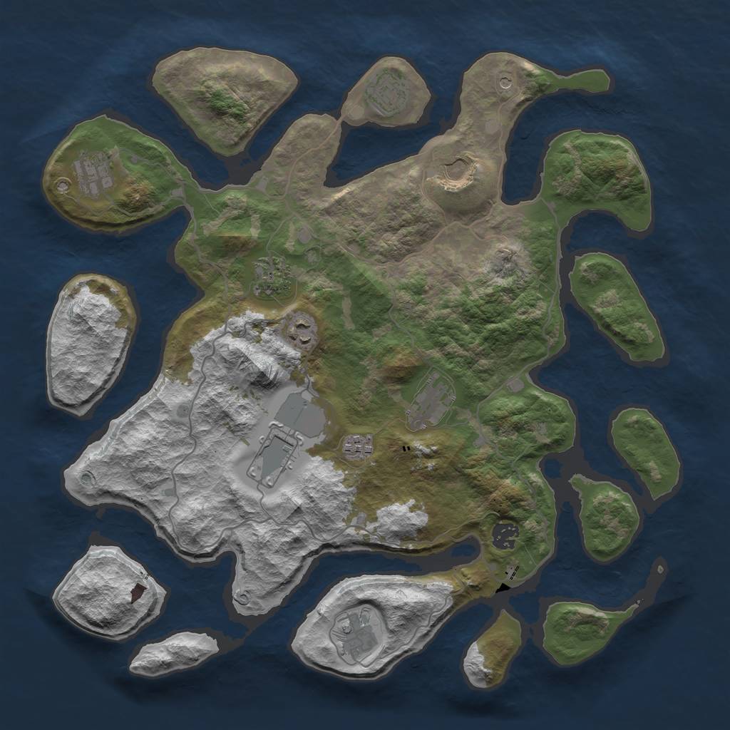 Rust Map: Barren, Size: 4000, Seed: 60, 13 Monuments