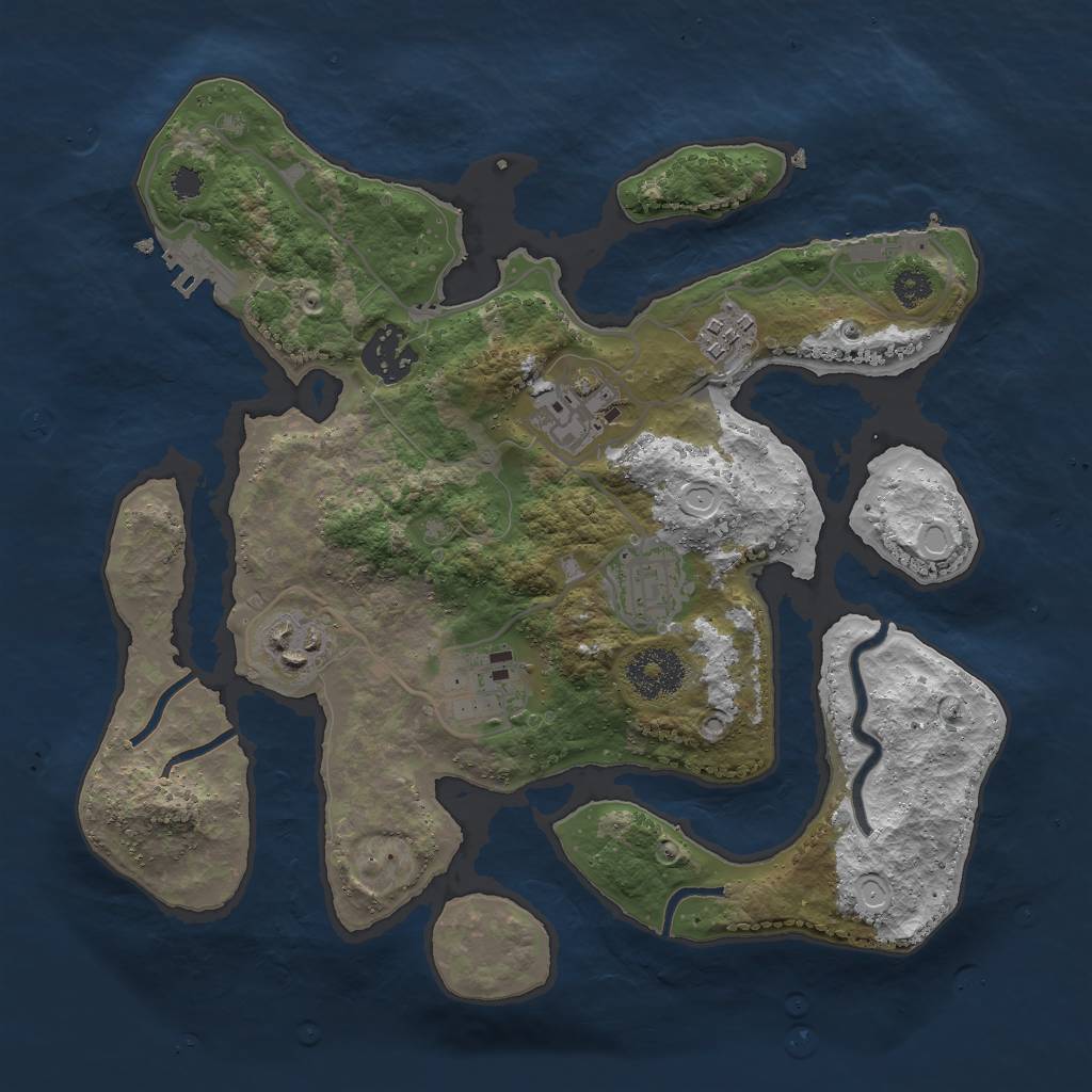 Rust Map: Procedural Map, Size: 3000, Seed: 950649879, 16 Monuments