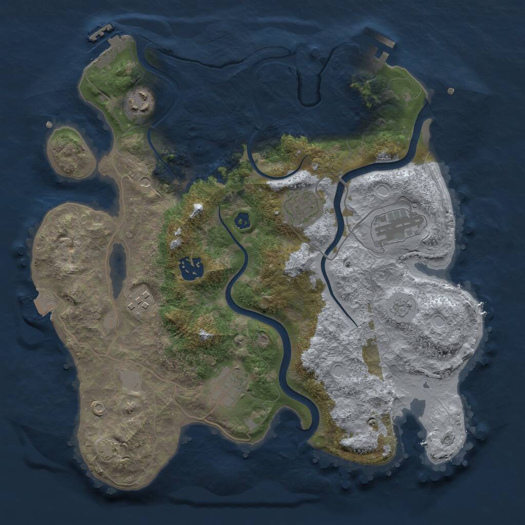 Rust Map: Procedural Map, Size: 3200, Seed: 65781, 12 Monuments