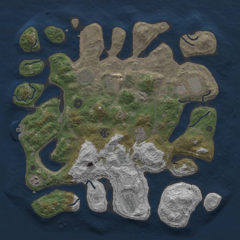 Rust Map: Procedural Map, Size: 4000, Seed: 833494, 19 Monuments