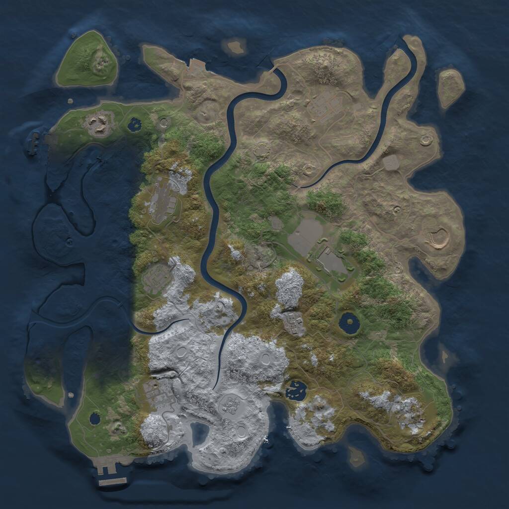 Rust Map: Procedural Map, Size: 3700, Seed: 2039095483, 16 Monuments