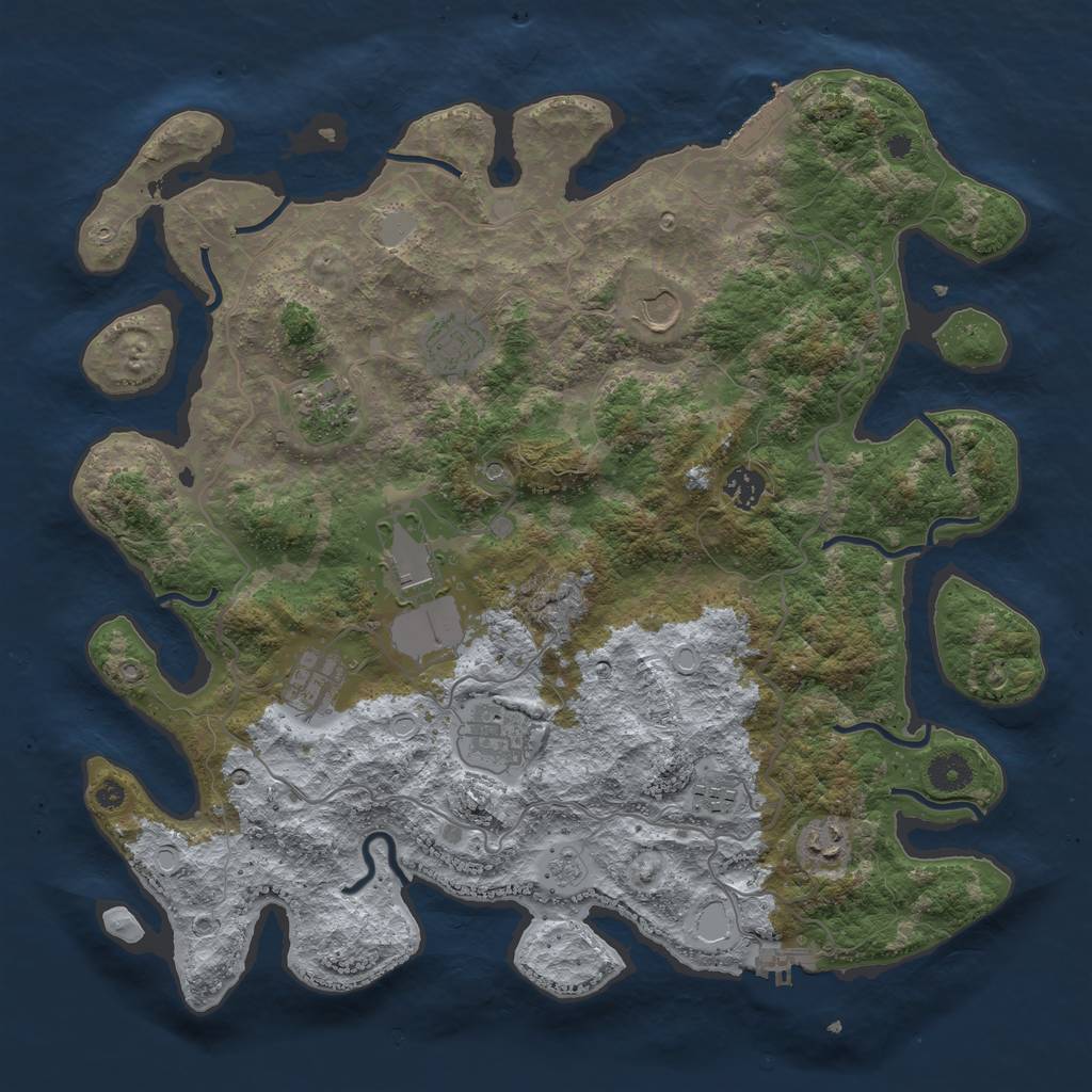 Rust Map: Procedural Map, Size: 4000, Seed: 836424095, 16 Monuments