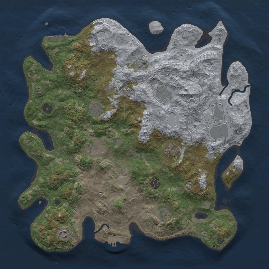 Rust Map: Procedural Map, Size: 4050, Seed: 1254207147, 16 Monuments