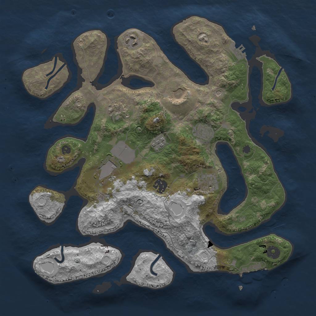 Rust Map: Procedural Map, Size: 3500, Seed: 35256993, 19 Monuments