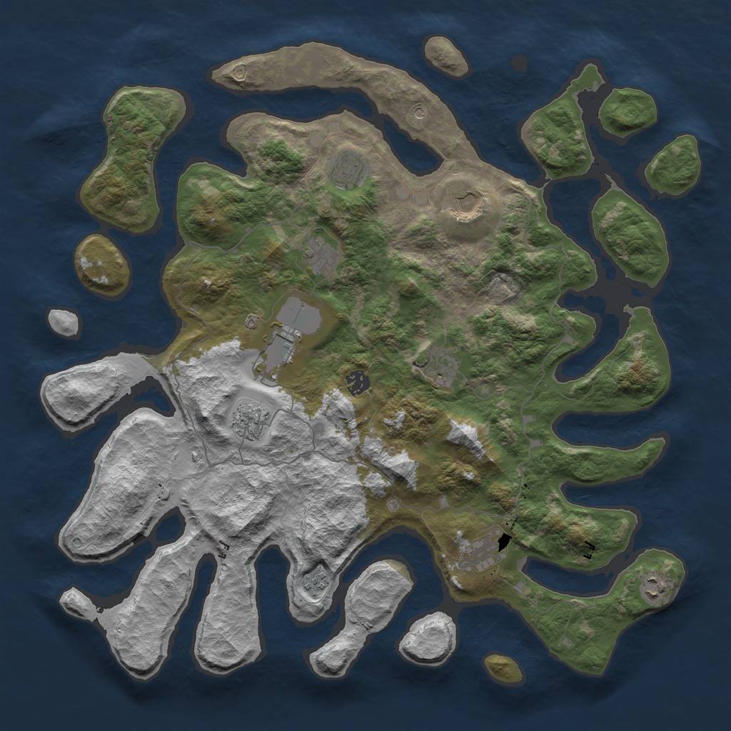 Rust Map: Barren, Size: 4500, Seed: 4875, 13 Monuments