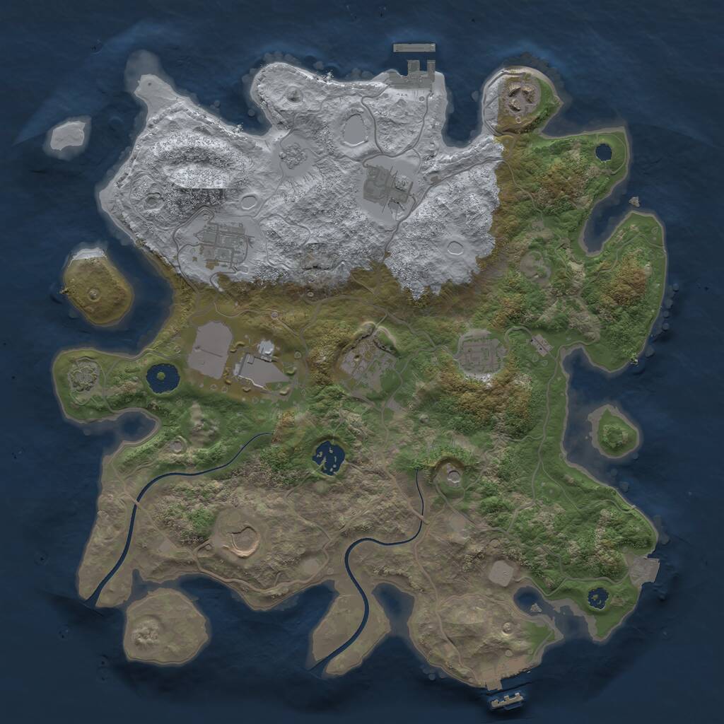 Rust Map: Procedural Map, Size: 3500, Seed: 9988999, 14 Monuments