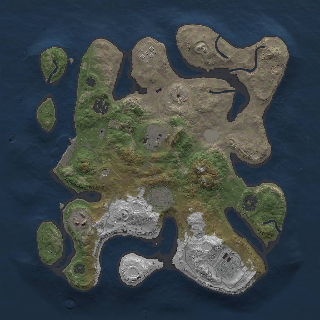 Rust Map: Procedural Map, Size: 3000, Seed: 1232, 13 Monuments
