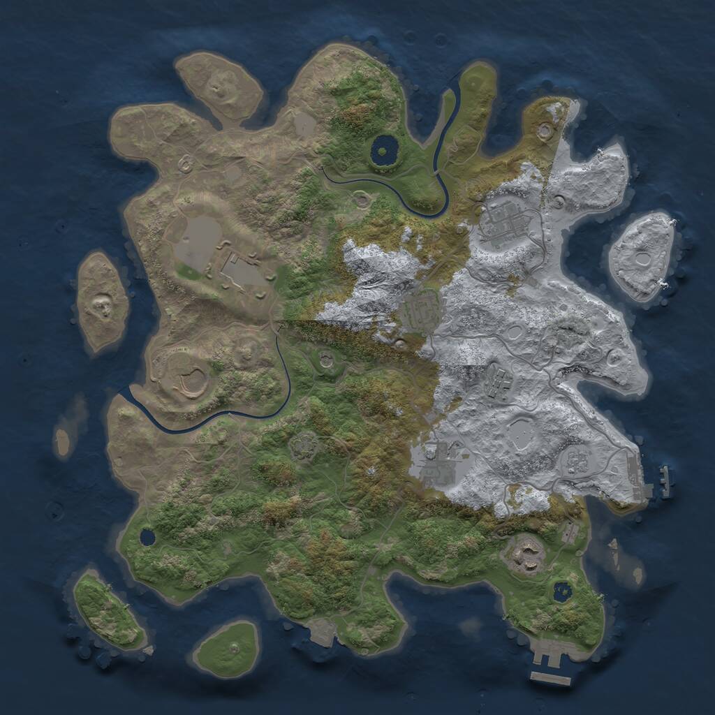 Rust Map: Procedural Map, Size: 3600, Seed: 89148966, 13 Monuments