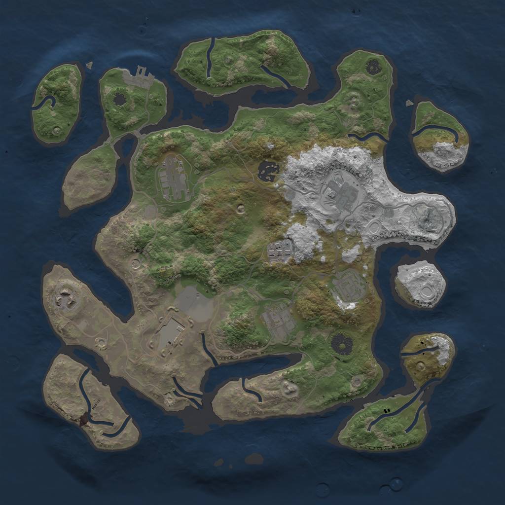Rust Map: Procedural Map, Size: 3500, Seed: 301394245, 18 Monuments
