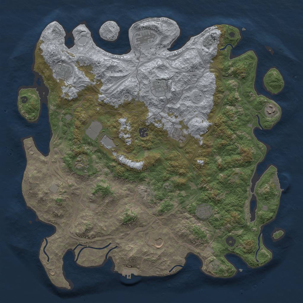Rust Map: Procedural Map, Size: 4500, Seed: 1930613023, 18 Monuments