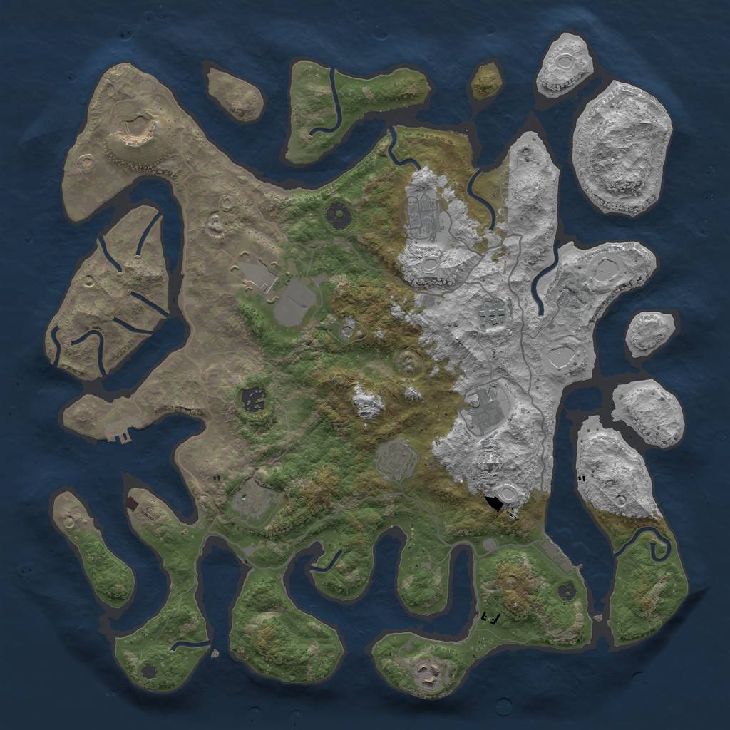 Rust Map: Procedural Map, Size: 4250, Seed: 837779674, 17 Monuments