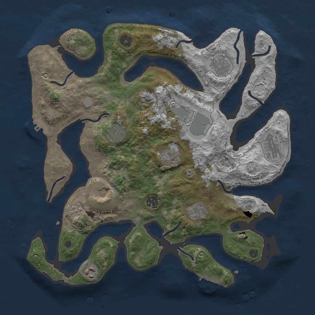 Rust Map: Procedural Map, Size: 3850, Seed: 730720940, 19 Monuments