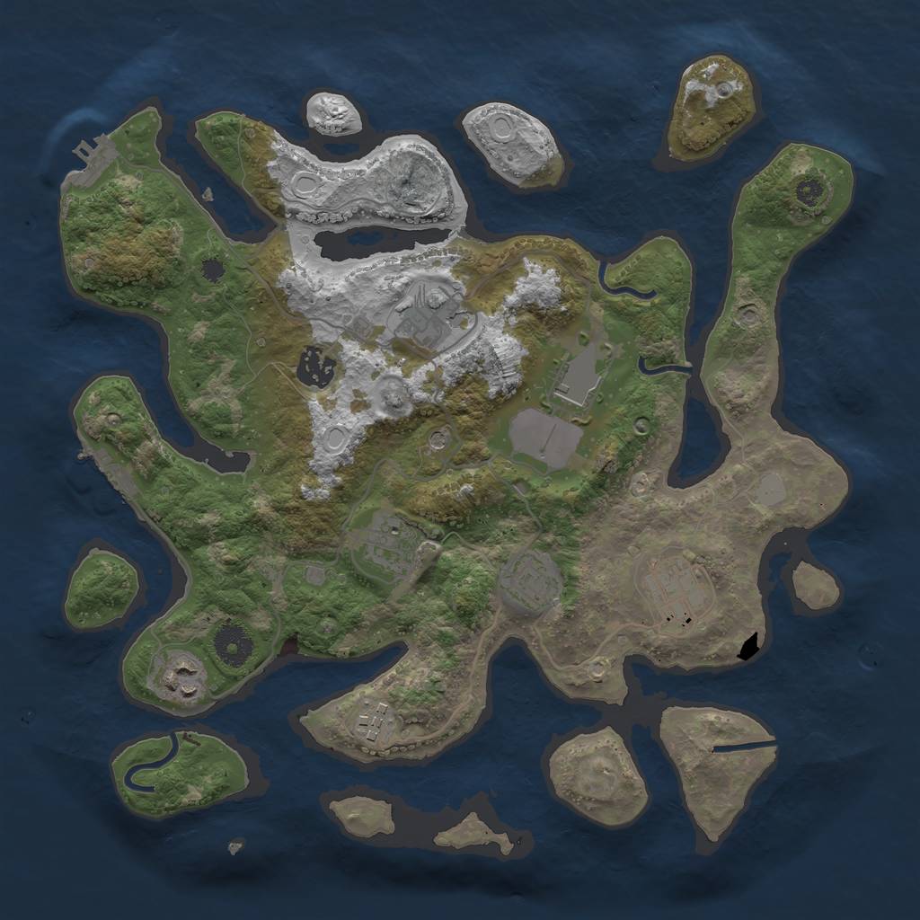 Rust Map: Procedural Map, Size: 3500, Seed: 6386, 16 Monuments