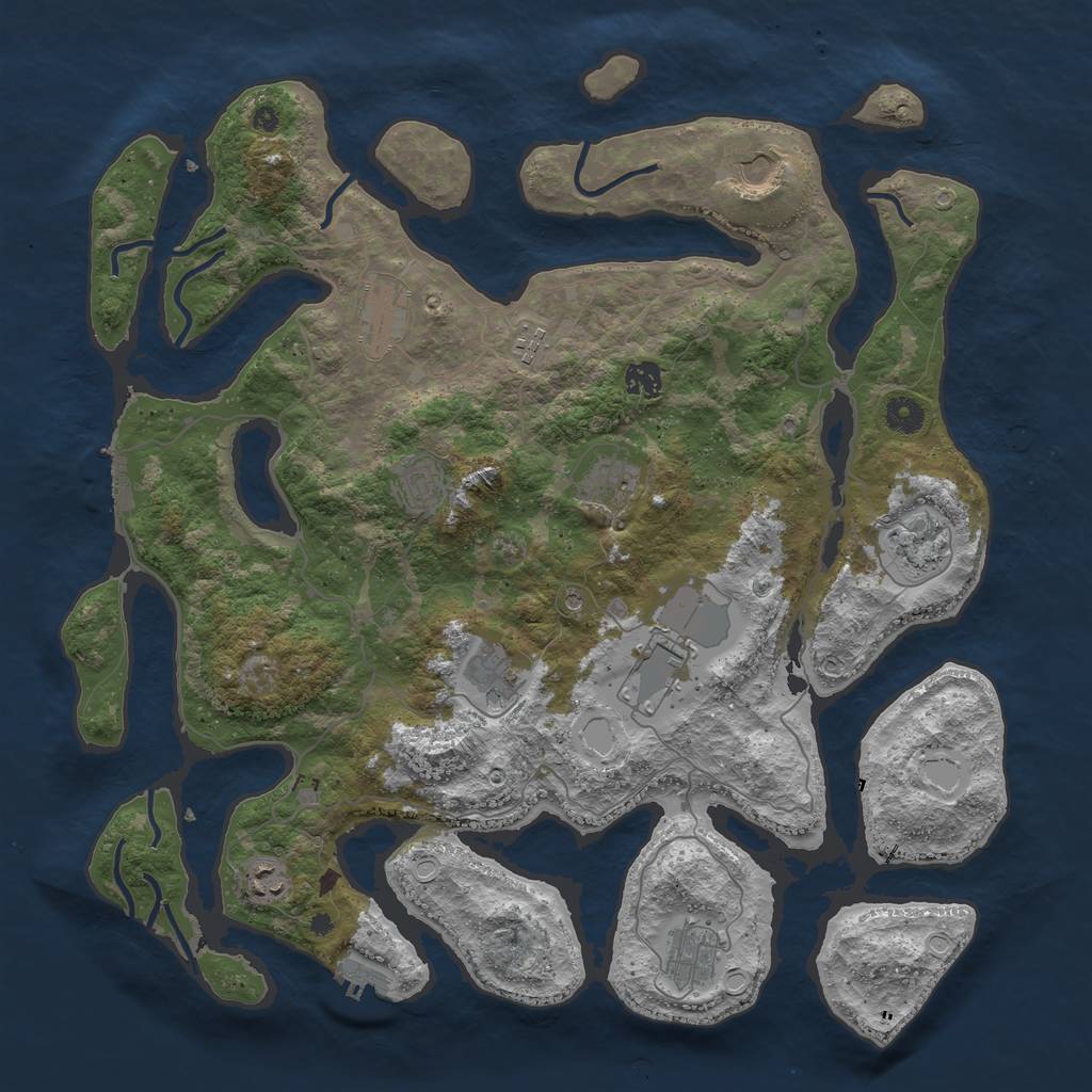 Rust Map: Procedural Map, Size: 4300, Seed: 668912876, 19 Monuments