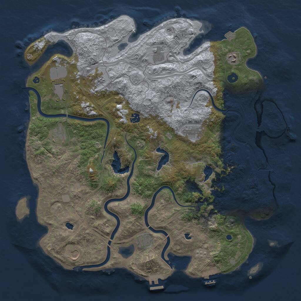 Rust Map: Procedural Map, Size: 4500, Seed: 64213262, 16 Monuments