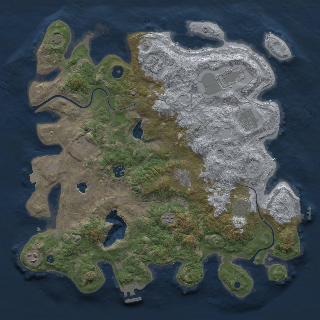 Rust Map: Procedural Map, Size: 4000, Seed: 5252, 15 Monuments