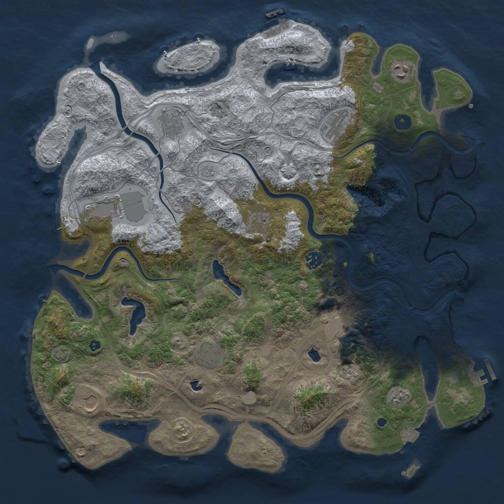 Rust Map: Procedural Map, Size: 4500, Seed: 572502988, 16 Monuments